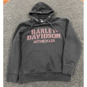 Vintage Harley Davidson Sweatshirt Hoodie Size Medium Rare Black Red